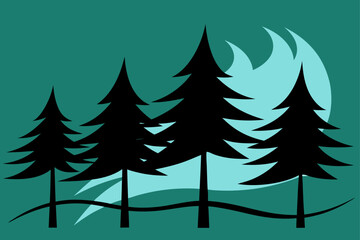 Obraz premium pines swaying in windstorm