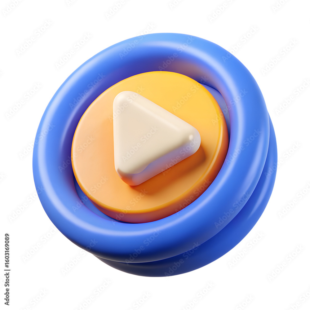 Poster 3d play button icon isolated on transparent background
