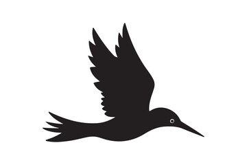 Silhouette of a hummingbird in flight with detailed wings