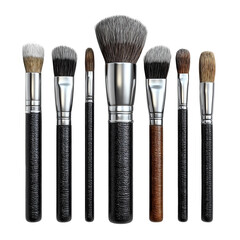 Set of diverse makeup brushes arranged for professional or personal use in beauty routines.