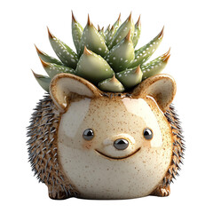 A charming hedgehog planter with a succulent plant on top, perfect for adding whimsy to any indoor space.