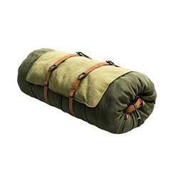 A rolled outdoor sleeping bag designed for camping and adventure trips, perfect for eco-conscious travelers.