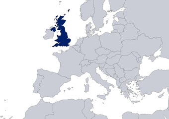 United Kingdom map in Europe 