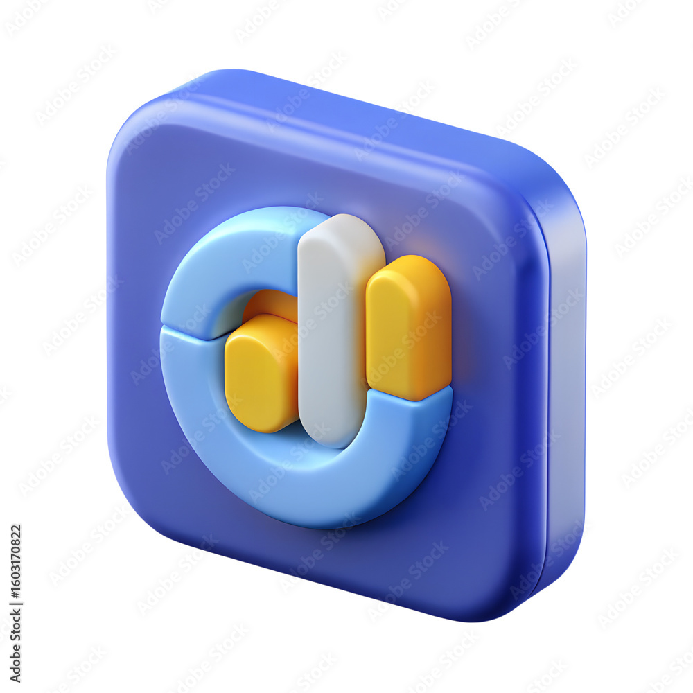 Poster abstract 3d shape with rounded corners isolated on transparent background