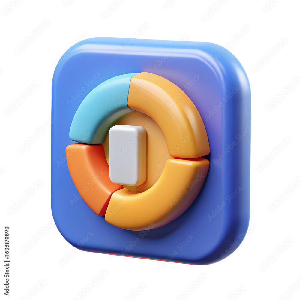 Poster 3d colorful circular chart icon isolated on transparent background