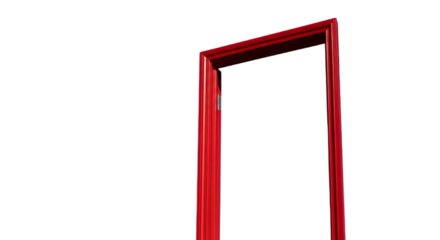 Red doorway frame for interior design project isolated PNG with Transparent Background