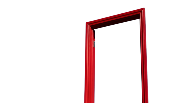 Red doorway frame for interior design project isolated PNG with Transparent Background