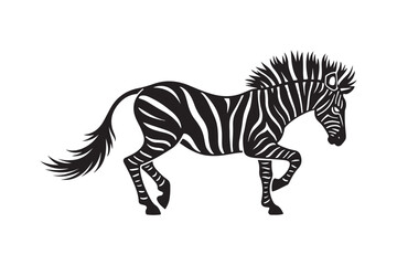 Stylized black and white zebra illustration