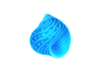 Luminous blue seashell glowing against transparent backdrop, representing coastal serenity and maritime tranquility