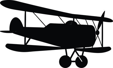 Black silhouette of a vintage biplane vector © Nasir