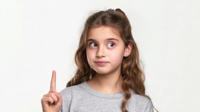 A young girl with a surprised expression, looking puzzled