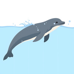 Obraz premium Dolphin swimming in the ocean with splashes of water 
