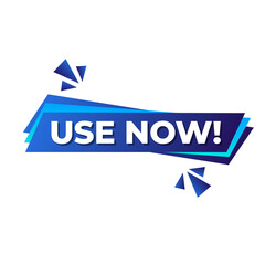 USE NOW blue colour png icon, utility action badge, quick use label,