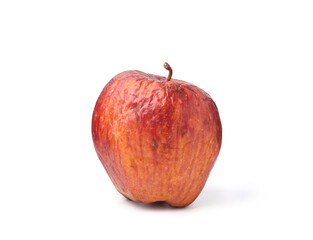 One whole rotten apple isolated on white