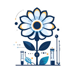 Obraz premium Stylized Flower with Laboratory Instruments