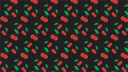 Red Cherry Seamless Pattern – Vibrant Vector Illustration