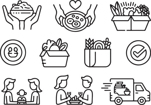 Nutritious Food and Supply Protection Icons Sustainable Meals, Food Equity, and Healthy Access for All