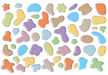 Colorful Doodle Blob Shapes & Geometric Outlines – Playful Vector Illustration