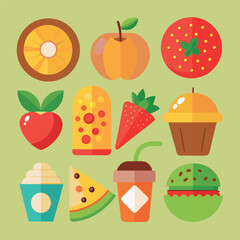 Simple Flat Food Icon Collection