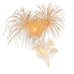 Golden Fireworks Celebration Burst Festive Pyrotechnics Night Sky Display Isolated On Transparent Background
