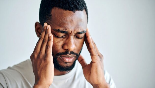 Close-up of man with forehead pain