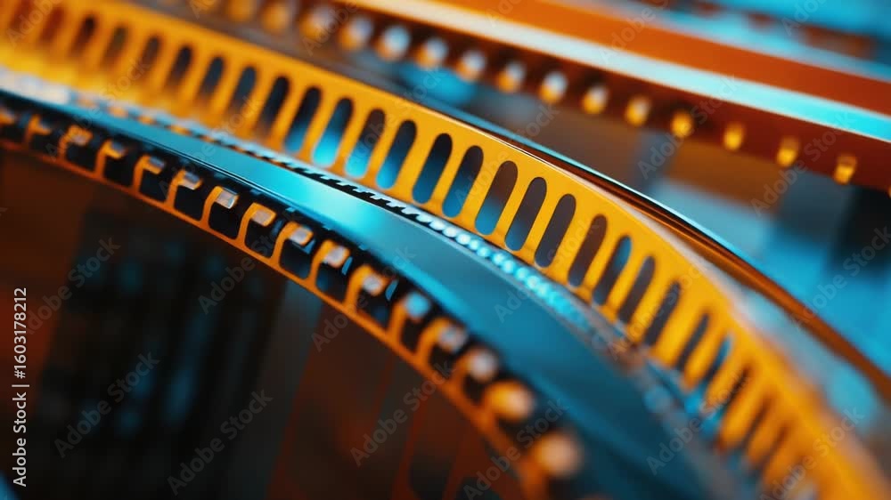 Poster a close-up view of a conveyor belt moving products in a factory setting