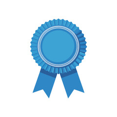 Blue rosette ribbon award with copy space