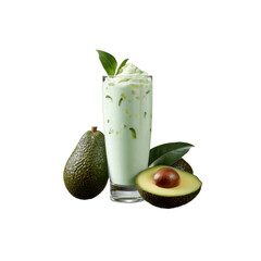 Refreshing Avocado Smoothie in Tall Glass with Fresh Avocados