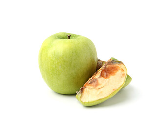 Spoiled and good apples isolated on white