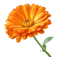 Vibrant Orange Calendula Flower Closeup Botanical Photography Isolated On Transparent Background