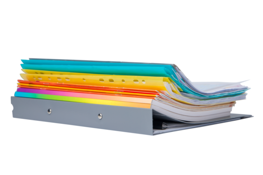 Office folders isolated on white background with clipping path. Office supplies.