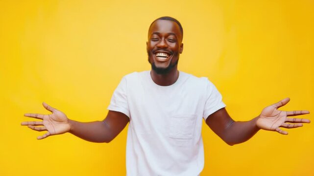 A person standing with arms raised, possibly waiting or asking for something