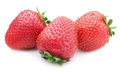 Fresh strawberries isolated on white. Seasonal berries
