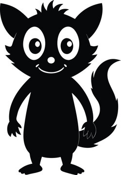 Black cartoon wolf icon vector