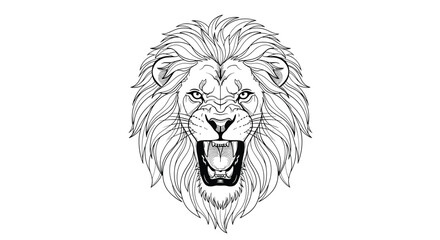Obraz premium A Majestic Lion's Fierce Gaze Captures the Wild Spirit of the Savanna in this Striking Illustration