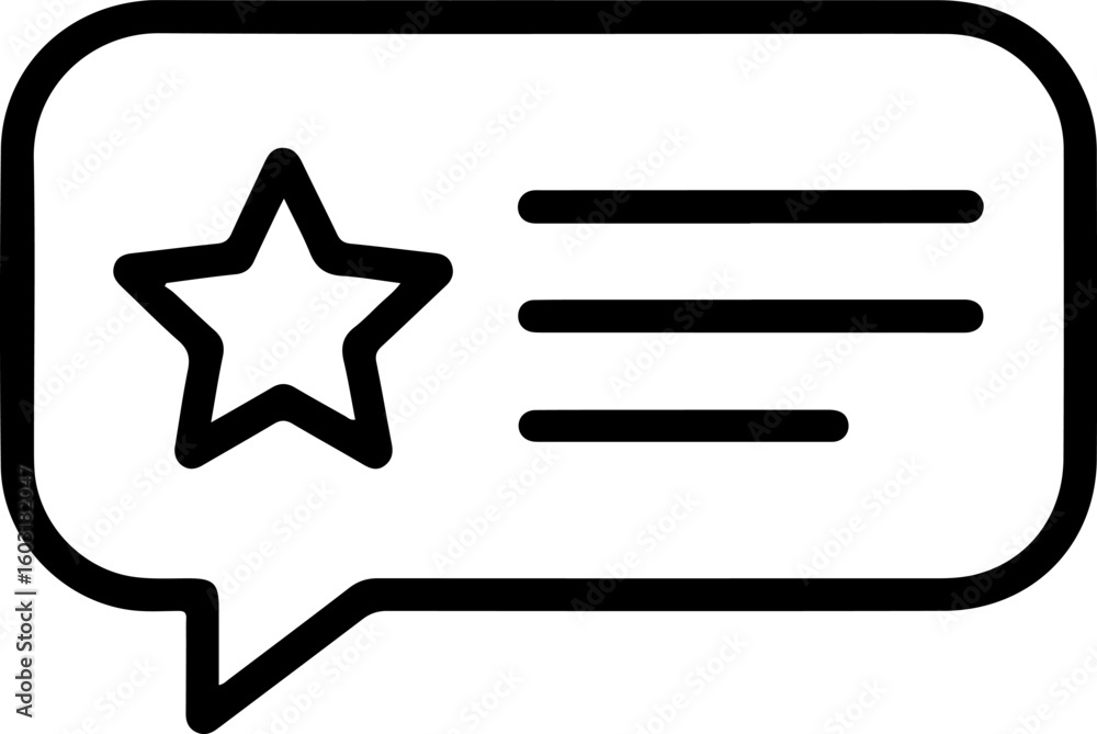 Poster speech bubble with a star and text lines icon representing feedback or rating