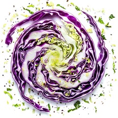 Obraz premium Spiral sliced red cabbage with spices