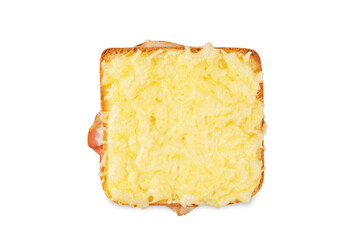 Ham cheese sandwich on a white isolated background