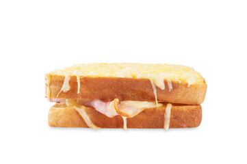 Ham cheese sandwich on a white isolated background