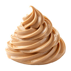 Creamy Swirl Delicious Brown Buttercream Frosting Texture Isolated On Transparent Background