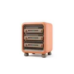 Fototapeta premium Server, 3D illustration, soft clay material, matte finish, soft shadows, white background. Generative AI