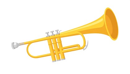 Obraz premium Illustration of a glossy golden trumpet musical instrument on a plain background