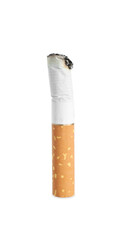 One burnt cigarette butt isolated on white