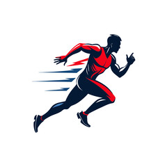 silhouette of a male sprinter in motion muscular vector art