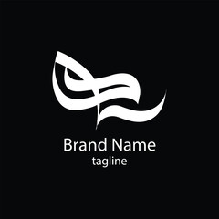 Abstract White Logo word HA on Black Calligraphic Wave vector File