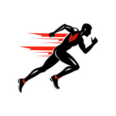 silhouette of a male sprinter in motion muscular vector art