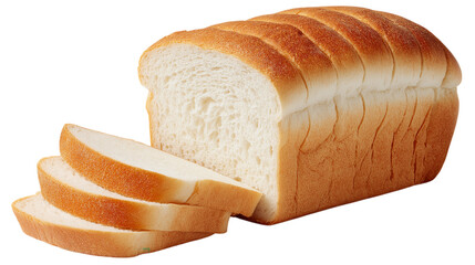 Sliced loaf of wheat bread isolated on white  or transparent background