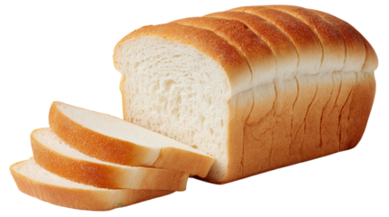 Sliced loaf of wheat bread isolated on white  or transparent background