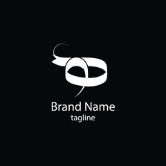 Abstract White Logo word HA on Black Calligraphic Wave vector File