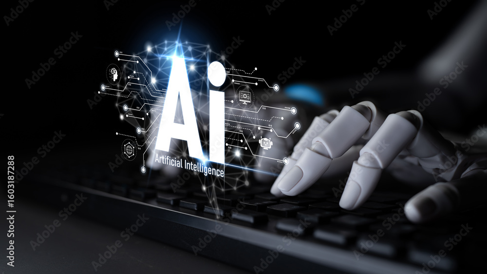 Poster ai assistant brain processor with llm technology, big data, machine learning, generative ai for busi